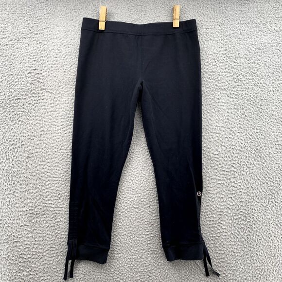 Lululemon Leggings Women's 10 Black Drawstring Capri Athleisure Yoga Y2k‎ Pants - Picture 2 of 12